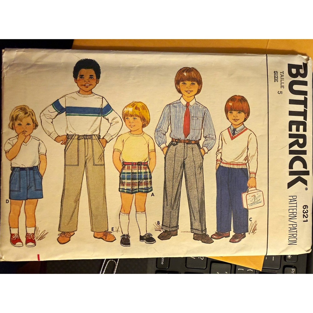 Butterick 6321 Contemporary Original Boys Pants & Shorts Sewing Pattern Size 5 - Picture 1 of 2